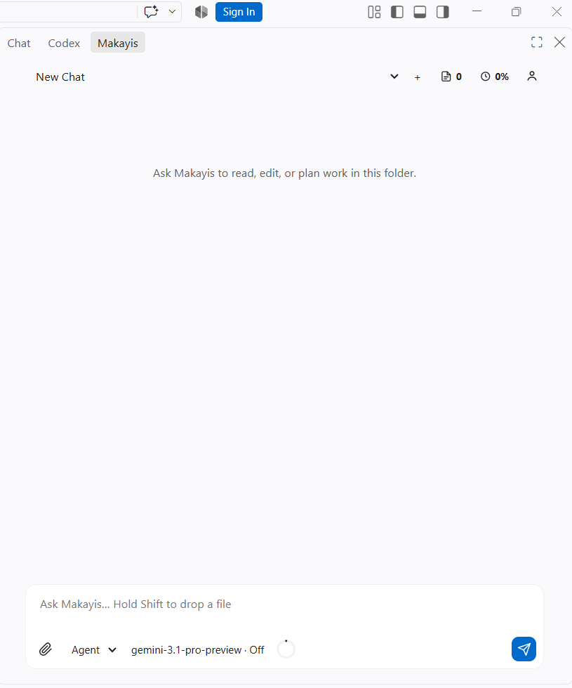CodeCook chat: New Chat, with the prompt Ask CodeCook to read, edit, or plan work in this folder.